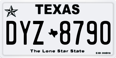 TX license plate DYZ8790