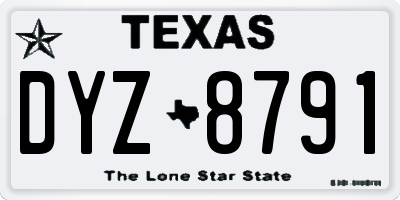TX license plate DYZ8791