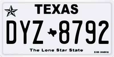 TX license plate DYZ8792