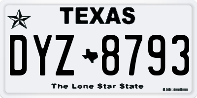 TX license plate DYZ8793
