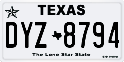 TX license plate DYZ8794