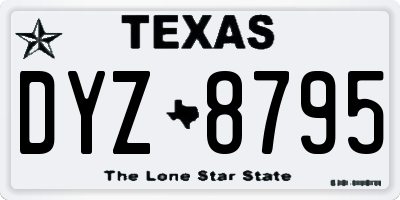 TX license plate DYZ8795