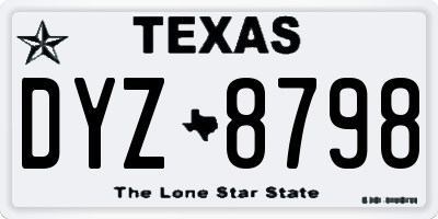 TX license plate DYZ8798
