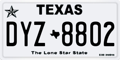 TX license plate DYZ8802