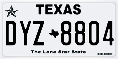 TX license plate DYZ8804