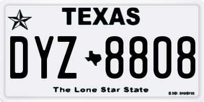 TX license plate DYZ8808