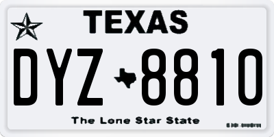 TX license plate DYZ8810