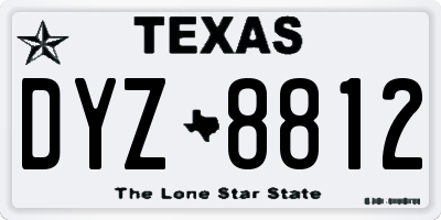 TX license plate DYZ8812