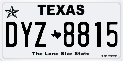 TX license plate DYZ8815