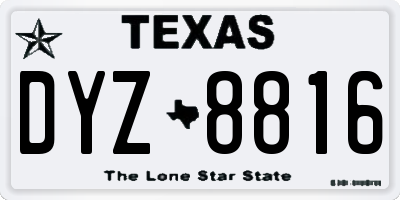 TX license plate DYZ8816