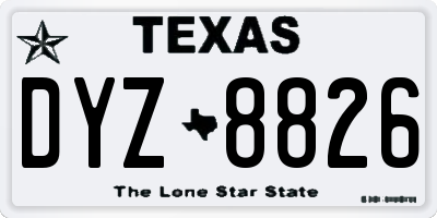 TX license plate DYZ8826