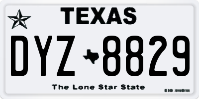 TX license plate DYZ8829