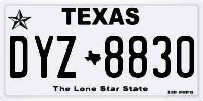 TX license plate DYZ8830