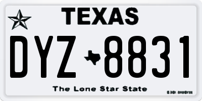 TX license plate DYZ8831
