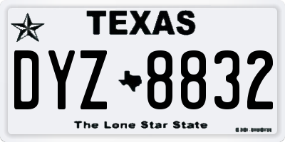 TX license plate DYZ8832