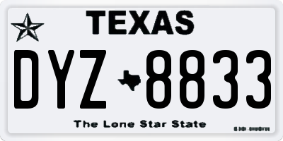 TX license plate DYZ8833