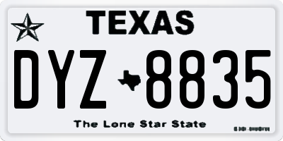 TX license plate DYZ8835