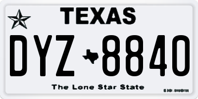 TX license plate DYZ8840