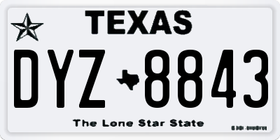 TX license plate DYZ8843