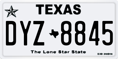 TX license plate DYZ8845