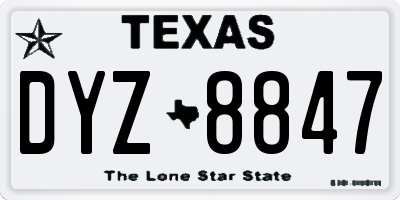 TX license plate DYZ8847