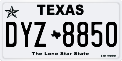TX license plate DYZ8850