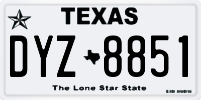 TX license plate DYZ8851