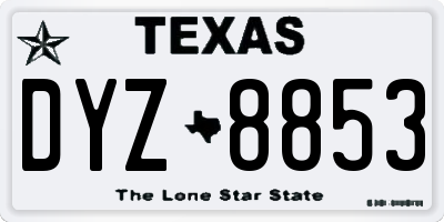 TX license plate DYZ8853