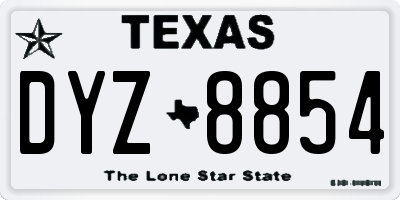 TX license plate DYZ8854
