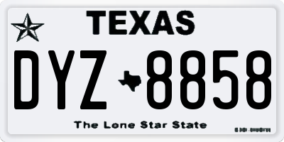 TX license plate DYZ8858
