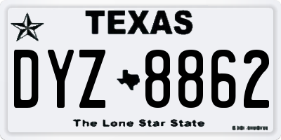 TX license plate DYZ8862