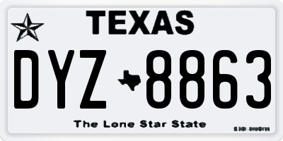 TX license plate DYZ8863