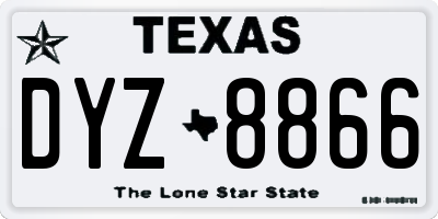 TX license plate DYZ8866