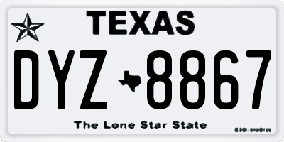 TX license plate DYZ8867