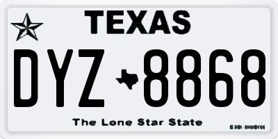 TX license plate DYZ8868