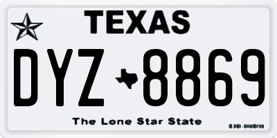 TX license plate DYZ8869