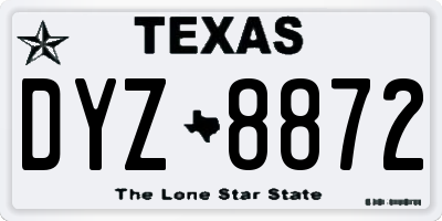 TX license plate DYZ8872