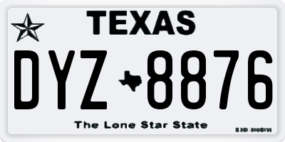 TX license plate DYZ8876
