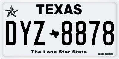 TX license plate DYZ8878