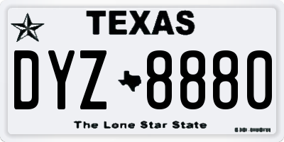 TX license plate DYZ8880