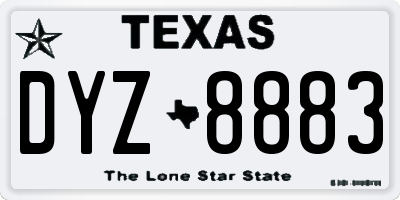 TX license plate DYZ8883