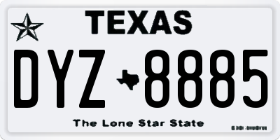 TX license plate DYZ8885