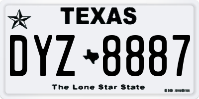 TX license plate DYZ8887