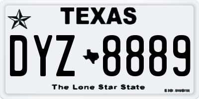 TX license plate DYZ8889