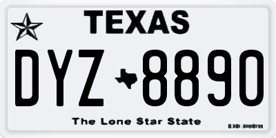 TX license plate DYZ8890