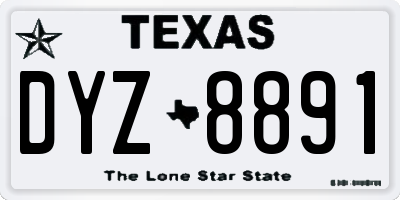TX license plate DYZ8891