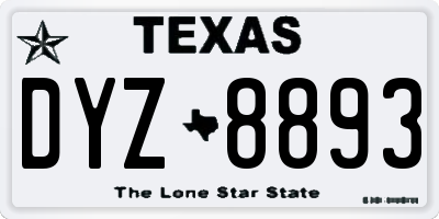 TX license plate DYZ8893