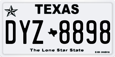TX license plate DYZ8898