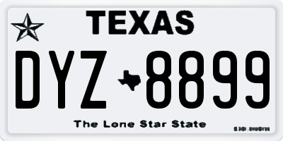 TX license plate DYZ8899