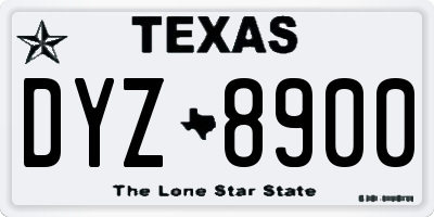 TX license plate DYZ8900